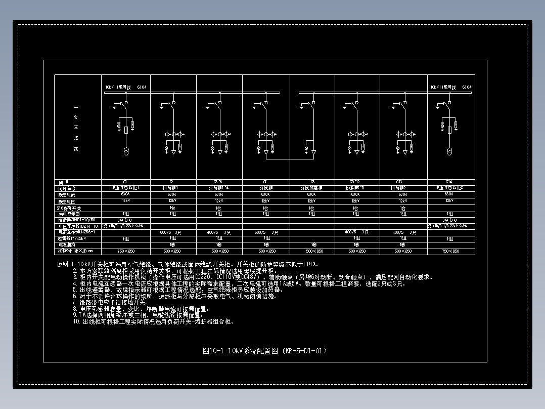 图10-1 10kV系统配置图（KB-5-D1-01）