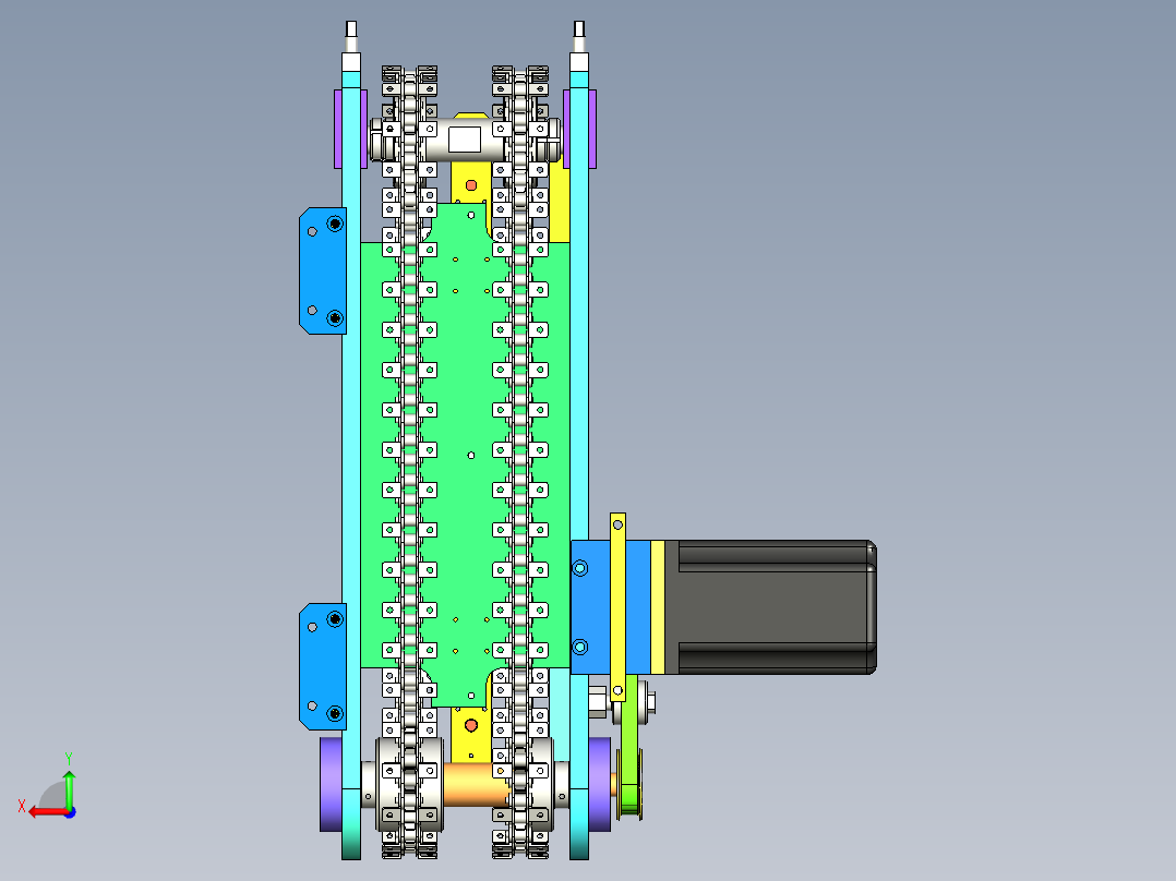 小型链条流水线后视图