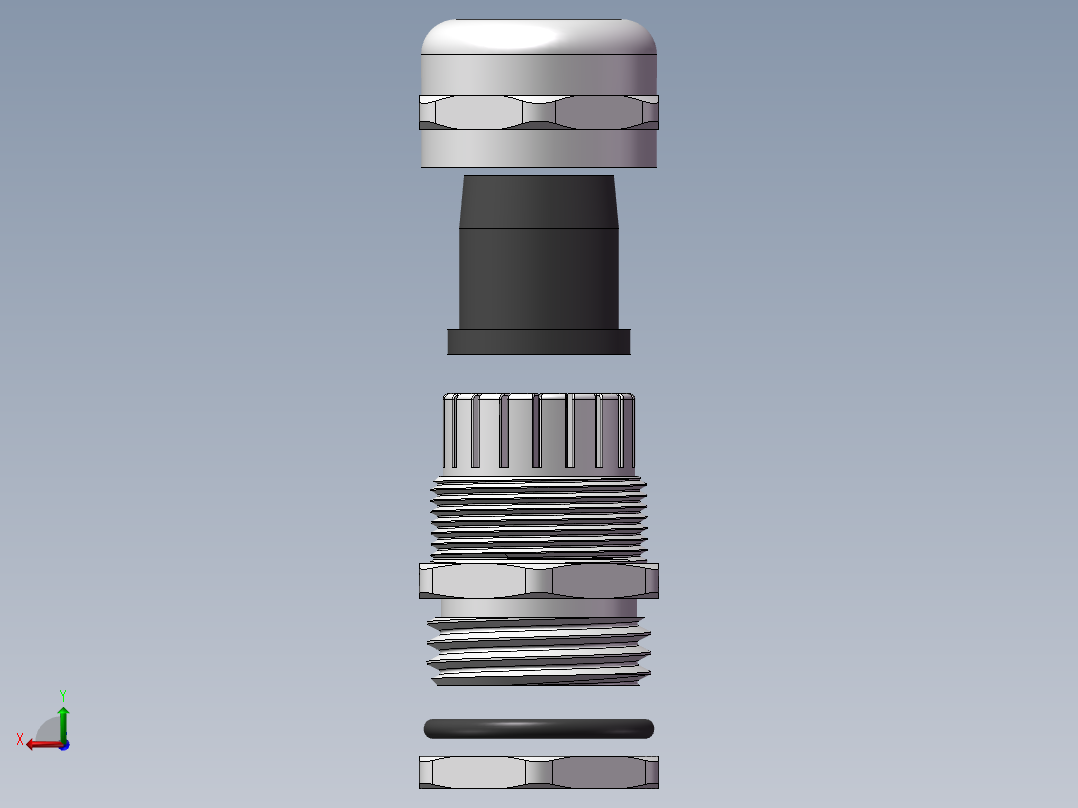 4分304不锈钢防爆格兰头 电缆夹紧密封接头后视图