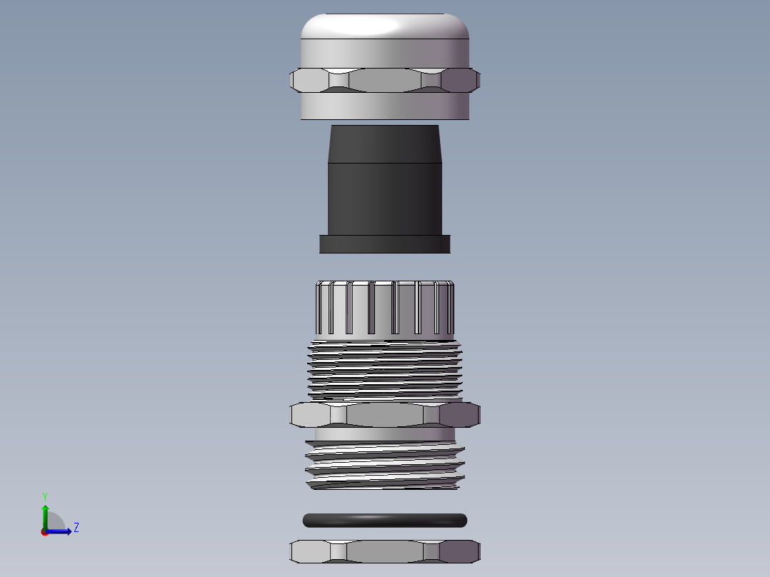 4分304不锈钢防爆格兰头 电缆夹紧密封接头左视图