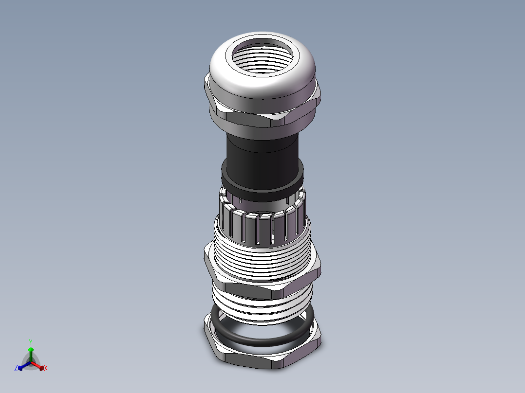 4分304不锈钢防爆格兰头 电缆夹紧密封接头正等轴测图