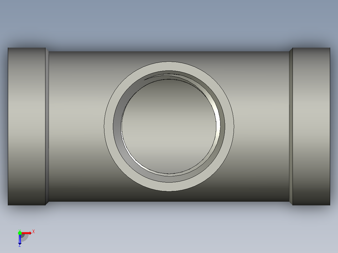 螺纹管三通-异径 DN15-DN10俯视图