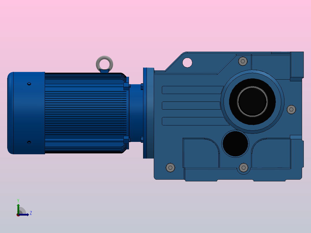 KAB67底脚空心轴安装螺旋锥齿轮减速机KAB67-Y0.25-4P-108.03-M1-0°-A左视图