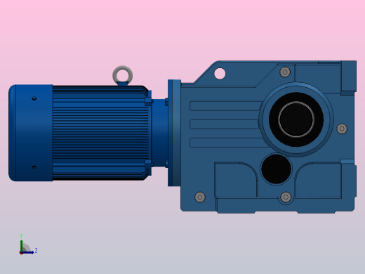 KAB67底脚空心轴安装螺旋锥齿轮减速机KAB67-Y0.25-4P-108.03-M1-0°-A左视缩略图