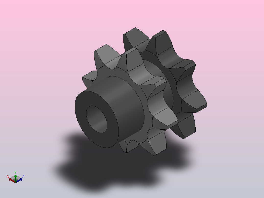 直孔链轮10B型_11-10B-3正等轴测图