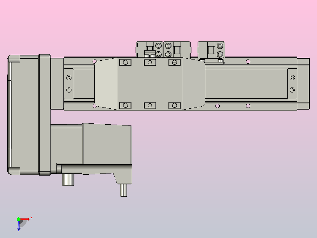 GTH4-L#-50-BL-M05-C3 GTH4内嵌式螺杆滑台 电机左折 Toyo直线模组俯视图