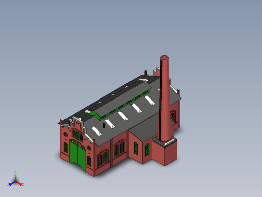 Faller法勒2142号火车库建筑物3D图纸+INVENTOR设计+附STP