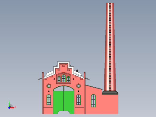Faller法勒2142号火车库建筑物3D图纸+INVENTOR设计+附STP前视缩略图
