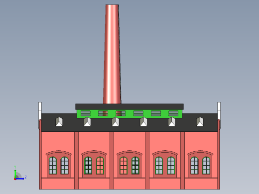 Faller法勒2142号火车库建筑物3D图纸+INVENTOR设计+附STP左视缩略图