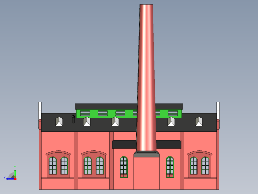 Faller法勒2142号火车库建筑物3D图纸+INVENTOR设计+附STP右视缩略图