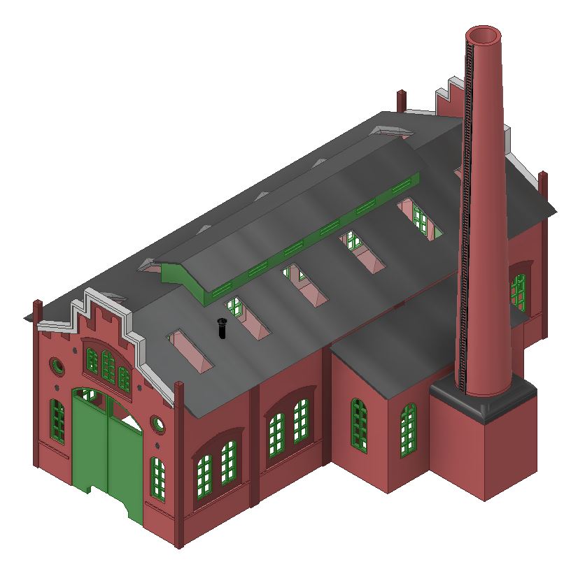 Faller法勒2142号火车库建筑物3D图纸+INVENTOR设计+附STP