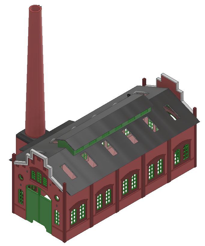 Faller法勒2142号火车库建筑物3D图纸+INVENTOR设计+附STP