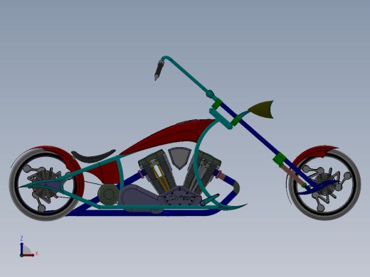 四冲程摩托车模型左视缩略图