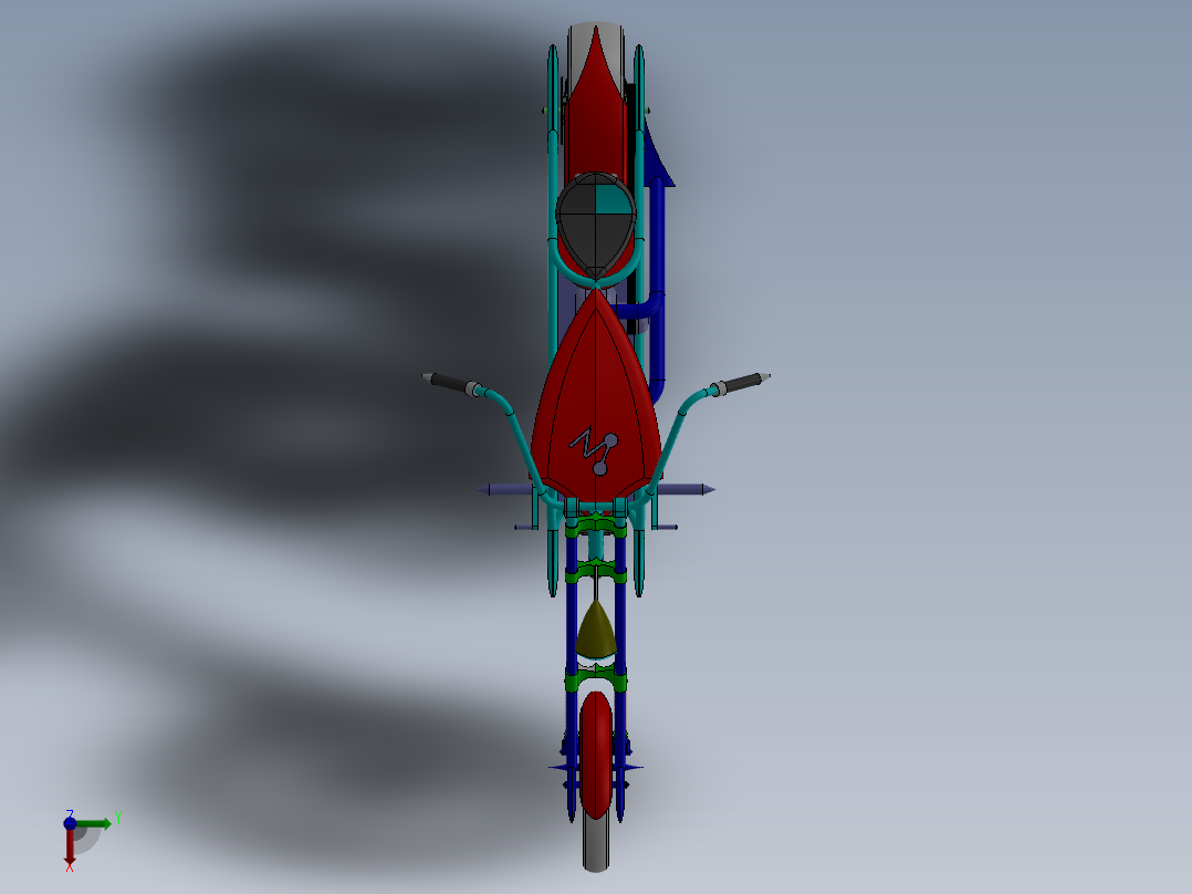 四冲程摩托车模型俯视图