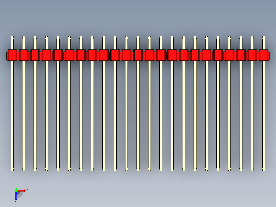 彩色公头100mil（2.54mm）系列-DS1021_red_2x23p_100mil_Type43_rev1.0俯视图