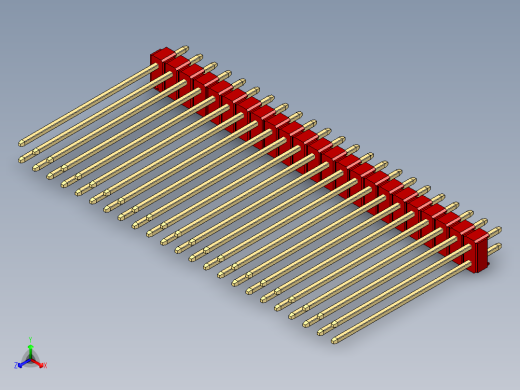 彩色公头100mil（2.54mm）系列-DS1021_red_2x23p_100mil_Type43_rev1.0正等轴测缩略图