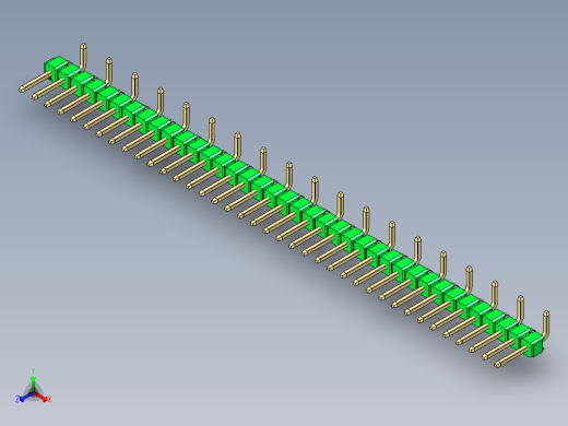 彩色公排针 100mil 2.54mm 系列-DS1022_green_38p_100mil_Type_SMT_R2_rev1.0正等轴测缩略图