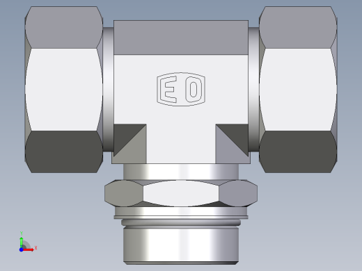卡套式工业通用硬管接头EO_Adjustable_locknut_branch_tee_TEE38SMORCF前视缩略图