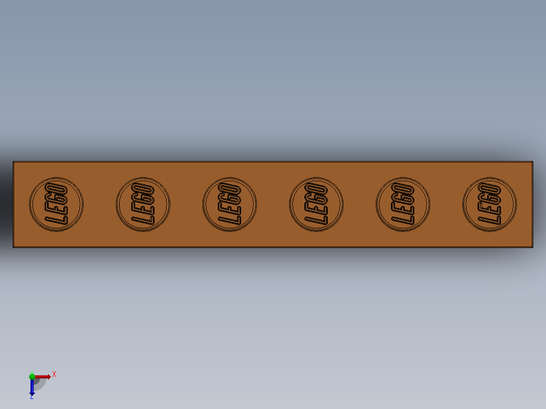 乐高套装 4421基本积木-4189007 - 3009 Bright Orange Brick 1 x 6.SLDPRT俯视图