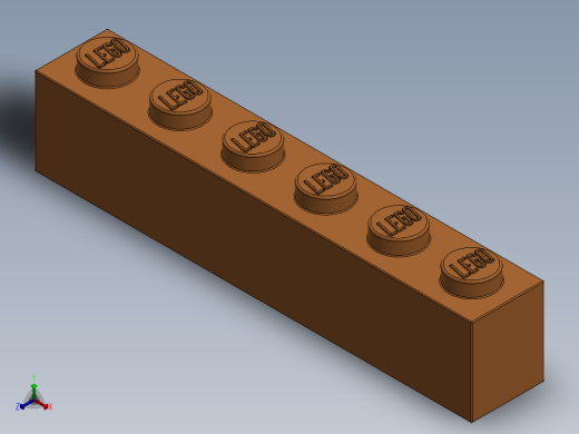 乐高套装 4421基本积木-4189007 - 3009 Bright Orange Brick 1 x 6.SLDPRT正等轴测缩略图