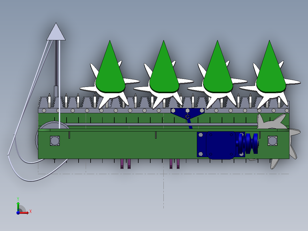 XL-小麦割晒机的设计三维SW设计素材前视图