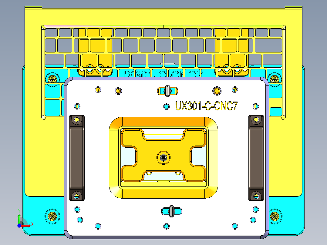 UX301-C笔记本CNC工装夹具三维模型-CNC7前视图