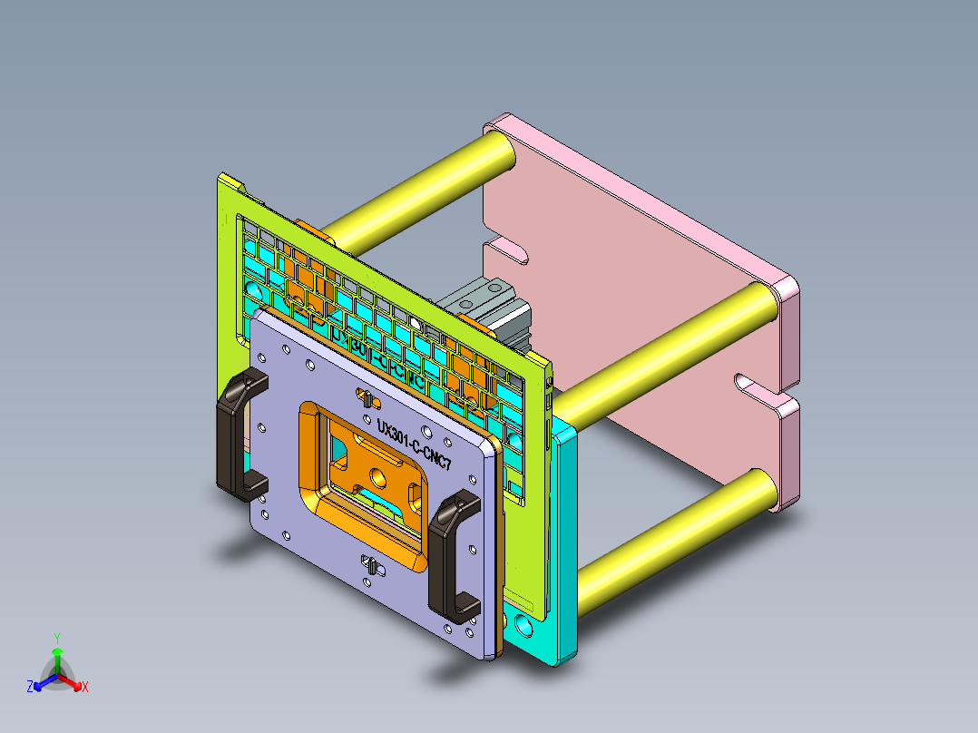 UX301-C笔记本CNC工装夹具三维模型-CNC7正等轴测图