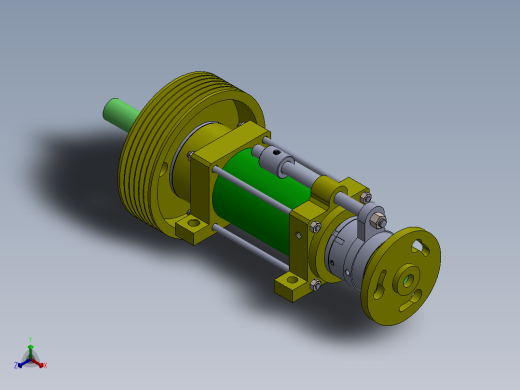 带直线运动的液压活塞组件，用于移动皮带传动系统的皮带轮正等轴测缩略图