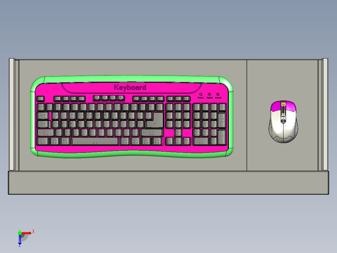带抽屉滑轨的键盘架组装俯视图