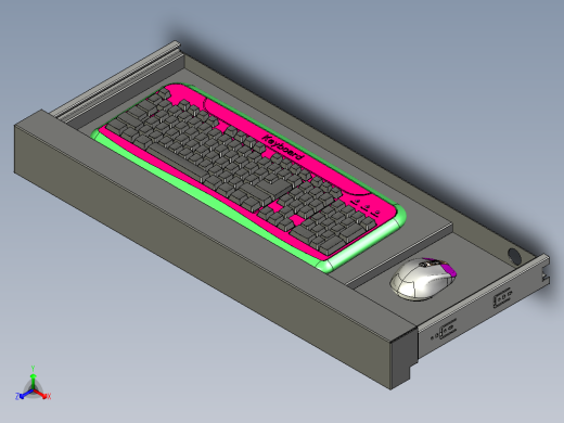 带抽屉滑轨的键盘架组装正等轴测缩略图