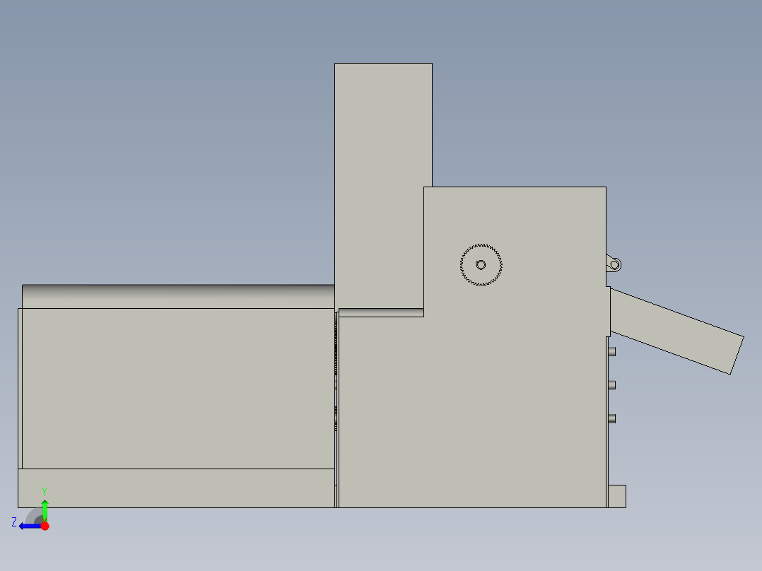 连续进出的洗瓶机右视图