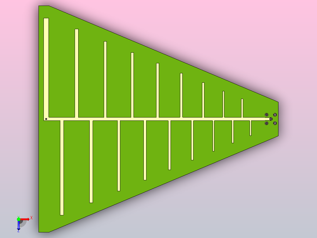 800MHz~6GHz对数Peroidic宽带微带PCB天线俯视图