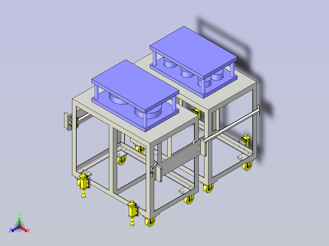 一款切换工序的台架滑动3D模型正等轴测图