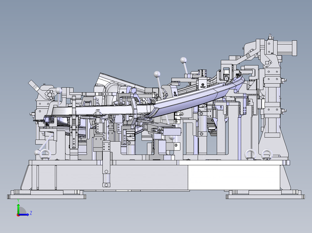 奔驰侧围外板焊接夹具左视图
