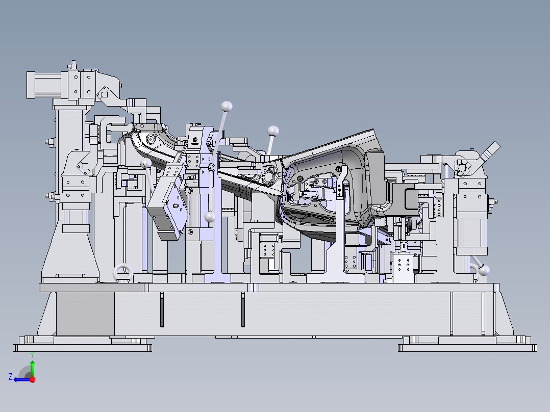 奔驰侧围外板焊接夹具右视图