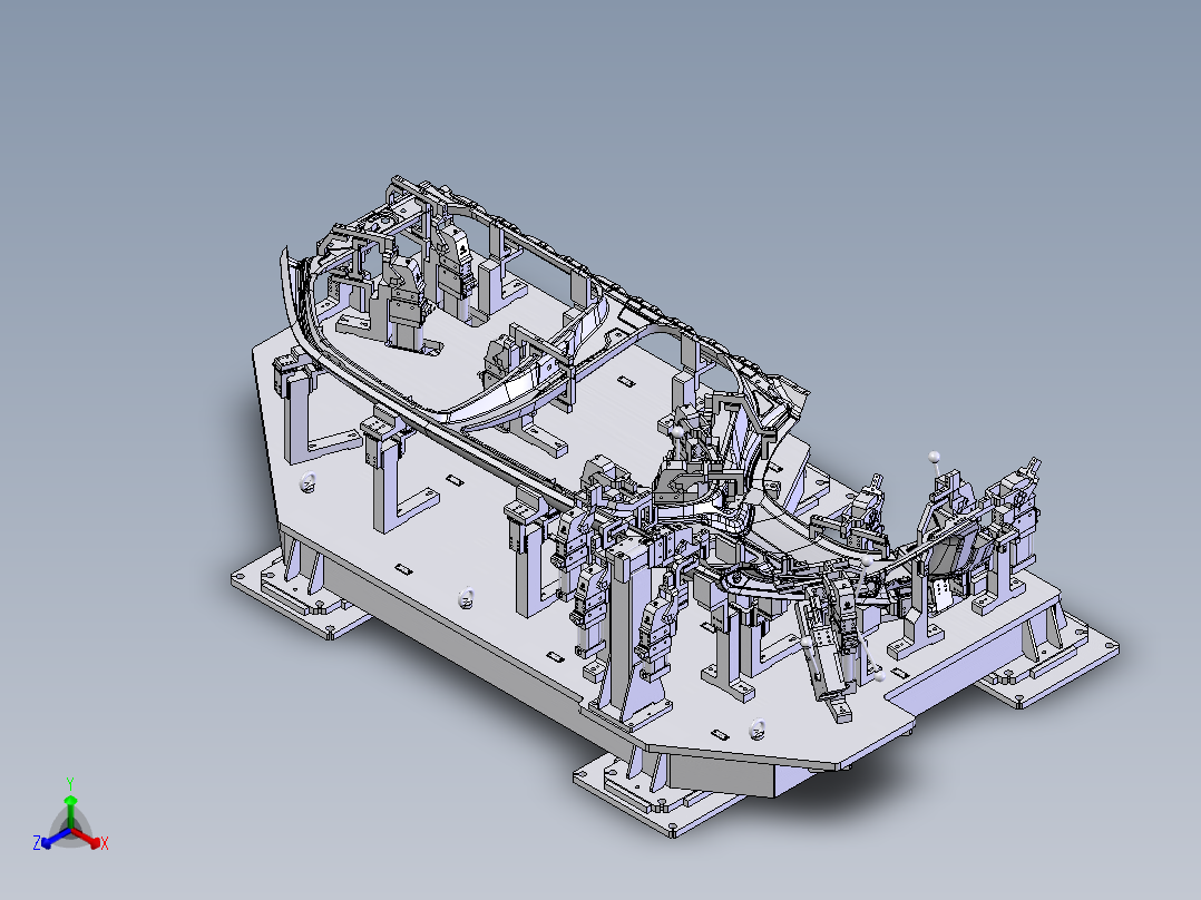 奔驰侧围外板焊接夹具正等轴测图