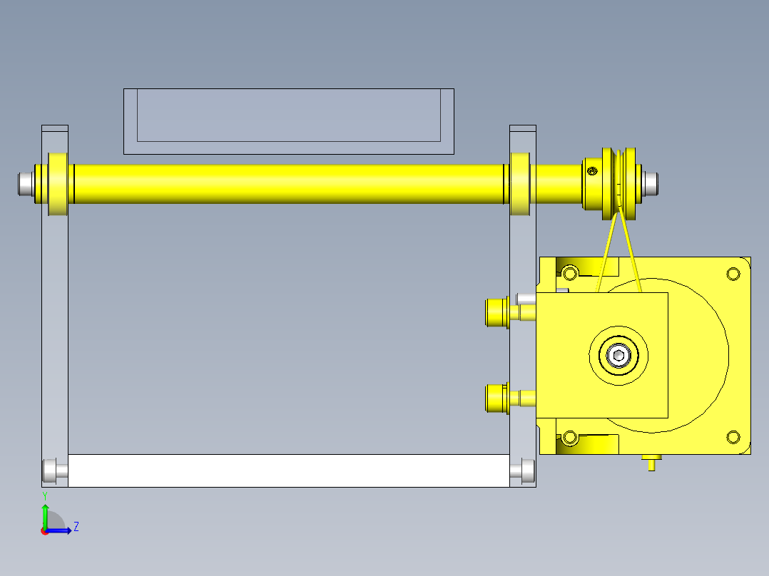 传导圆皮带直行动力的滚轮传送带左视图