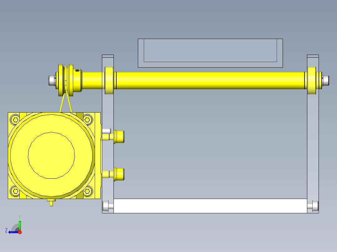 传导圆皮带直行动力的滚轮传送带右视图