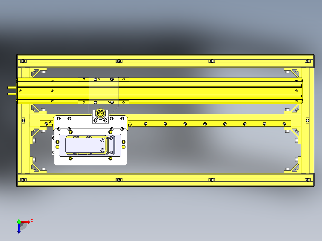 使用了单轴机器人的轻载传送装置俯视图