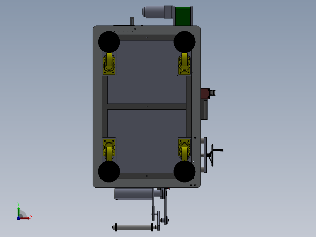 手机电池4面贴标机（sw14可编辑+工程图）前视图