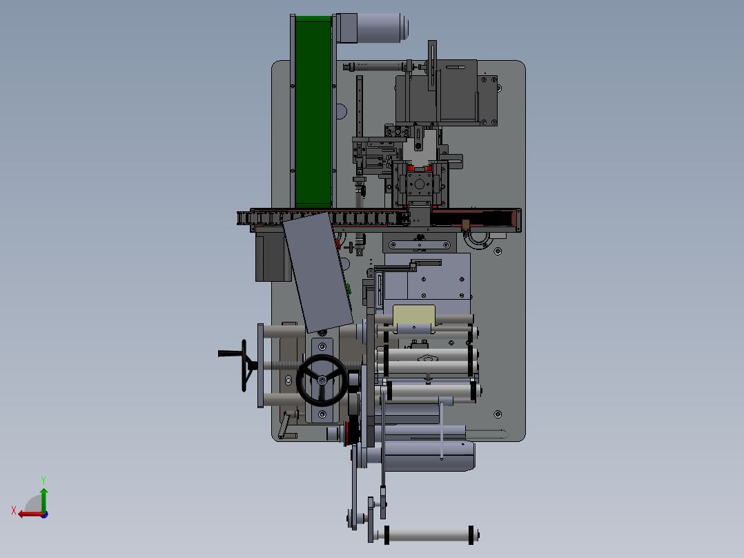 手机电池4面贴标机（sw14可编辑+工程图）后视图