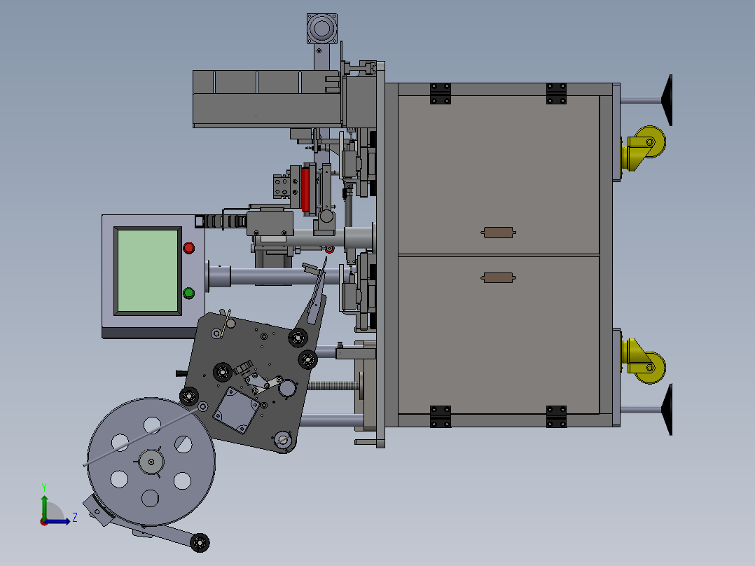 手机电池4面贴标机（sw14可编辑+工程图）左视图