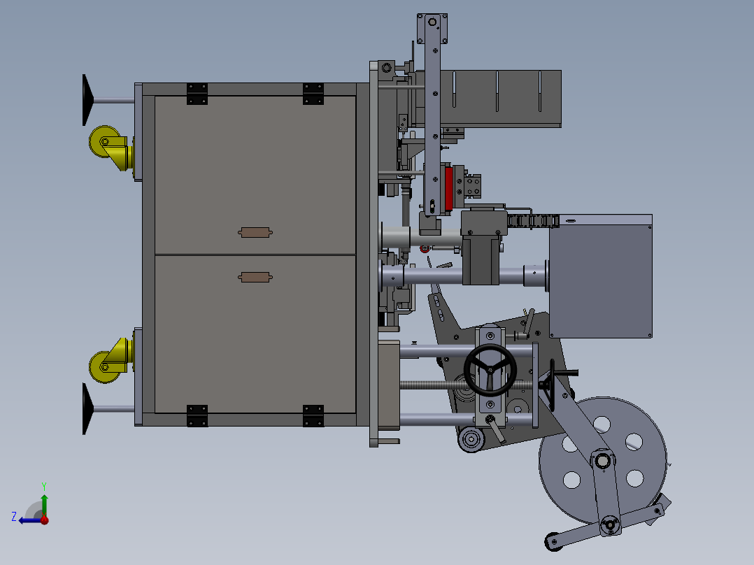 手机电池4面贴标机（sw14可编辑+工程图）右视图