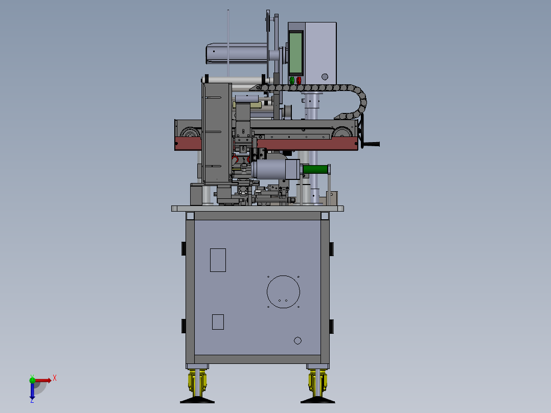 手机电池4面贴标机（sw14可编辑+工程图）俯视图
