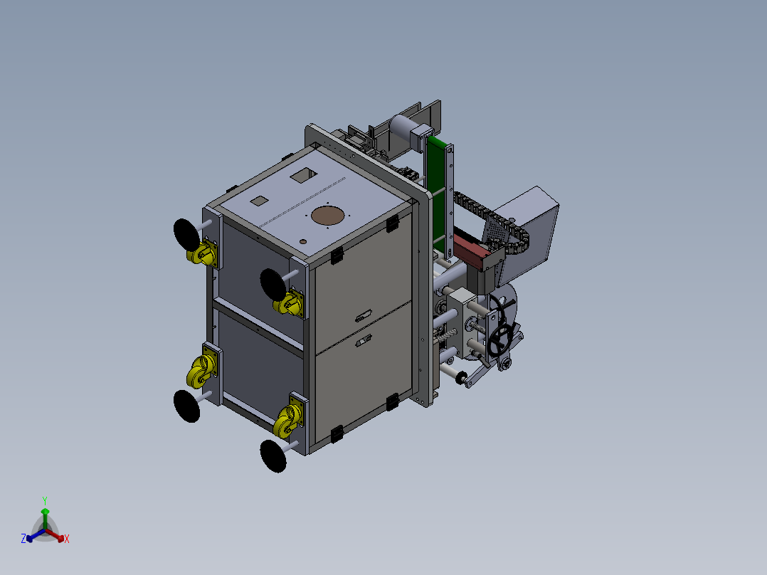 手机电池4面贴标机（sw14可编辑+工程图）正等轴测图