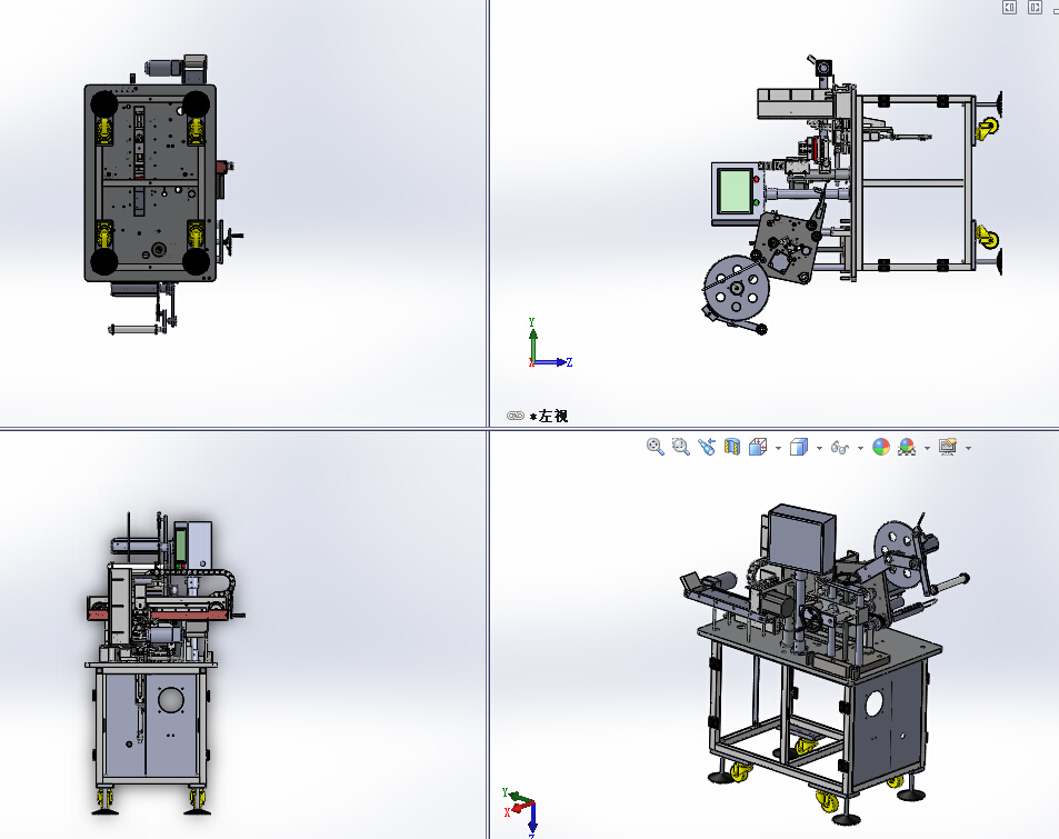 手机电池4面贴标机（sw14可编辑+工程图）