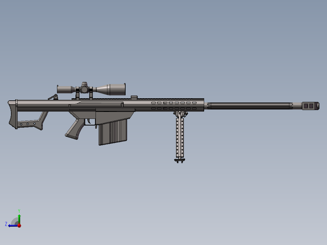 巴雷特 模型和图纸_SolidWorks20140214100400150右视图