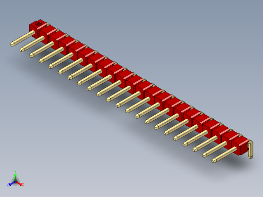 彩色公排针 100mil 2.54mm 系列-DS1022_red_1x22p_100mil_TypeD_rev1.0