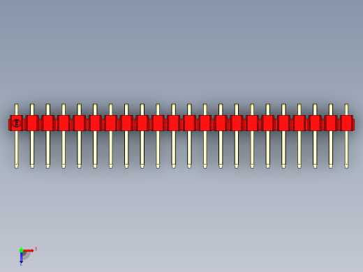 彩色公排针 100mil 2.54mm 系列-DS1022_red_1x22p_100mil_TypeD_rev1.0俯视缩略图