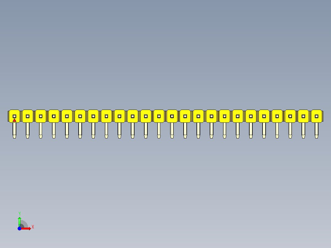 彩色公排针 100mil 2.54mm 系列-DS1022_yellow_1x24p_100mil_TypeD_rev1.0前视图